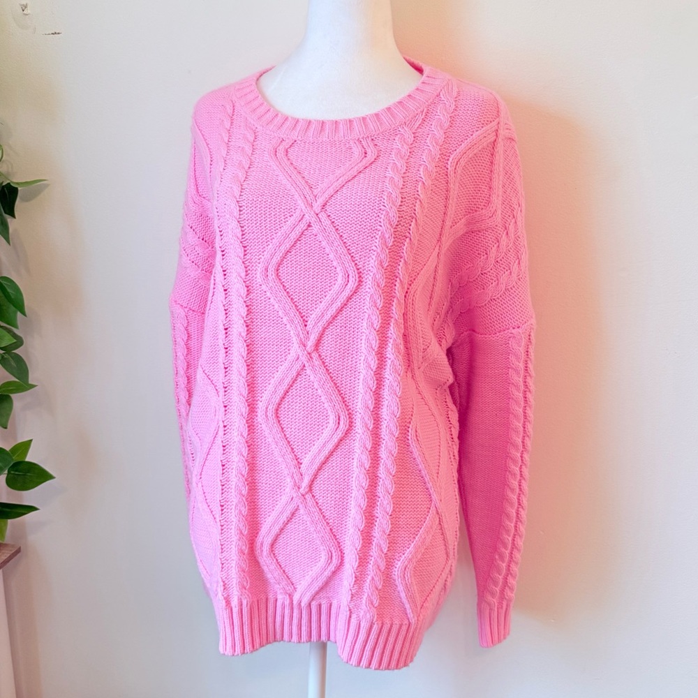 Pink Cable Knit Sweater